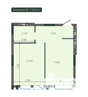 2-к квартира, вторичка, 42м2, 6/12 этаж