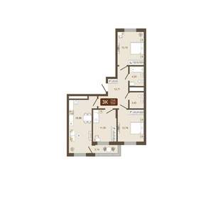 3-к квартира, вторичка, 77м2, 16/16 этаж