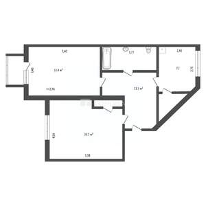 2-к квартира, вторичка, 66м2, 3/4 этаж