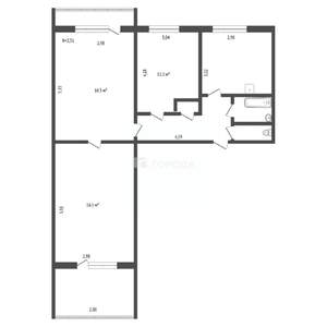 3-к квартира, вторичка, 60м2, 3/9 этаж