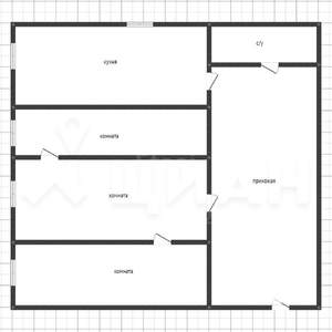 3-к квартира, вторичка, 46м2, 1/4 этаж