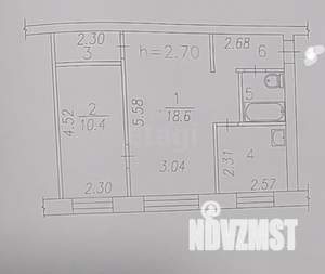 2-к квартира, вторичка, 43м2, 1/5 этаж