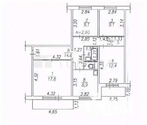 4-к квартира, вторичка, 78м2, 10/10 этаж