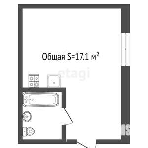 Студия квартира, вторичка, 17м2, 5/5 этаж