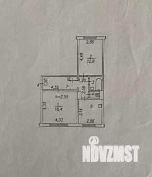 2-к квартира, вторичка, 54м2, 1/9 этаж