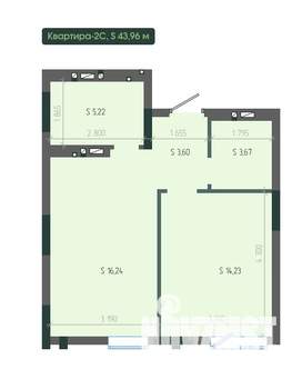2-к квартира, вторичка, 44м2, 11/12 этаж