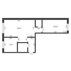 2-к квартира, вторичка, 44м2, 1/5 этаж