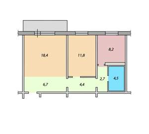 2-к квартира, вторичка, 57м2, 2/1 этаж