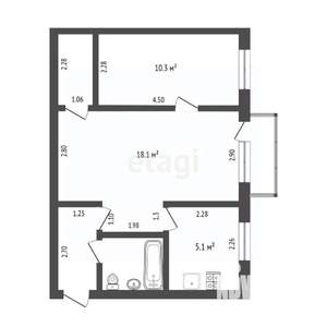 2-к квартира, вторичка, 42м2, 4/5 этаж
