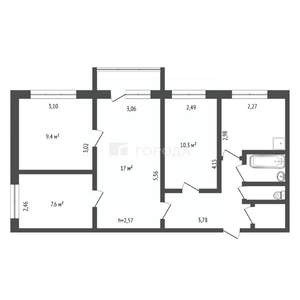 4-к квартира, вторичка, 60м2, 5/5 этаж
