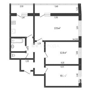 3-к квартира, вторичка, 65м2, 1/12 этаж