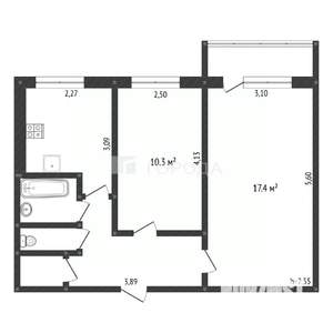 2-к квартира, вторичка, 45м2, 4/5 этаж
