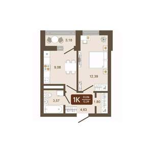 1-к квартира, вторичка, 33м2, 11/16 этаж