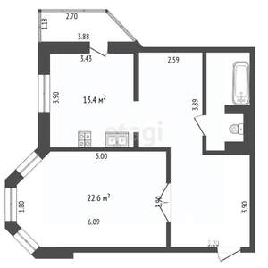 2-к квартира, вторичка, 66м2, 2/10 этаж