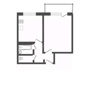 1-к квартира, вторичка, 35м2, 6/9 этаж