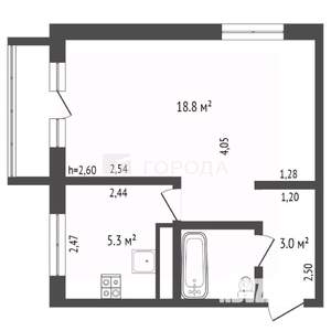 1-к квартира, вторичка, 30м2, 5/5 этаж