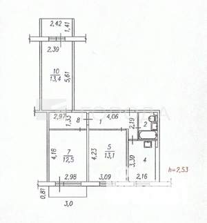 3-к квартира, вторичка, 59м2, 8/9 этаж