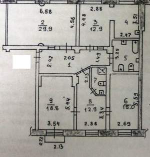 5-к квартира, вторичка, 126м2, 6/6 этаж