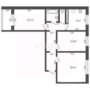 3-к квартира, вторичка, 65м2, 1/10 этаж