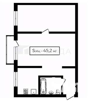 2-к квартира, вторичка, 45м2, 4/5 этаж