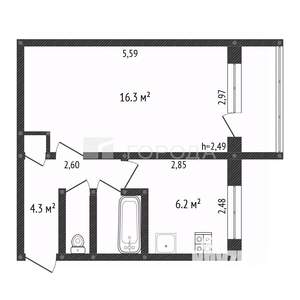 1-к квартира, вторичка, 31м2, 2/5 этаж