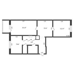 2-к квартира, вторичка, 59м2, 2/5 этаж