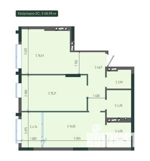 3-к квартира, вторичка, 69м2, 6/12 этаж