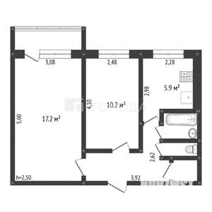 2-к квартира, вторичка, 44м2, 4/5 этаж