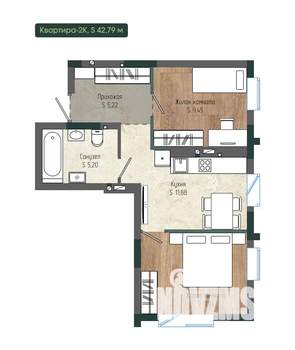 2-к квартира, вторичка, 43м2, 3/12 этаж