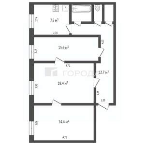 3-к квартира, вторичка, 76м2, 5/5 этаж