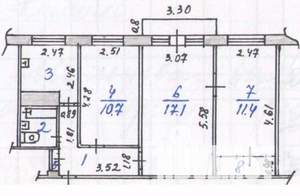 3-к квартира, вторичка, 57м2, 5/5 этаж