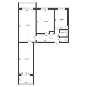 3-к квартира, вторичка, 63м2, 2/9 этаж