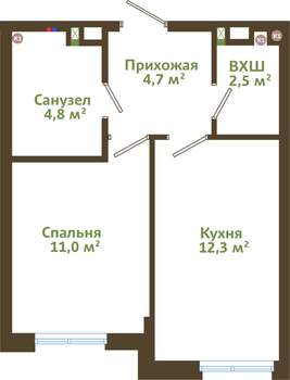 1-к квартира, вторичка, 35м2, 3/15 этаж