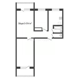 3-к квартира, вторичка, 59м2, 5/9 этаж
