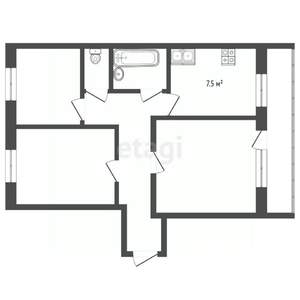 3-к квартира, вторичка, 62м2, 4/9 этаж