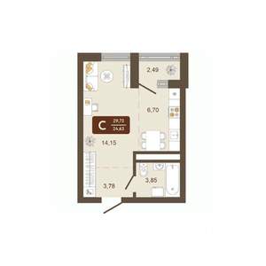 Студия квартира, вторичка, 30м2, 14/16 этаж