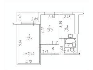 2-к квартира, вторичка, 44м2, 5/9 этаж