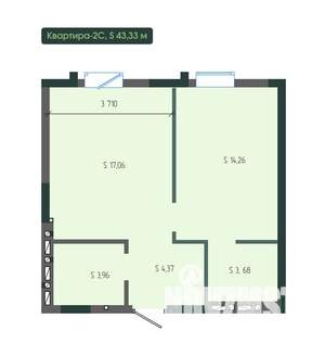 2-к квартира, вторичка, 43м2, 10/12 этаж