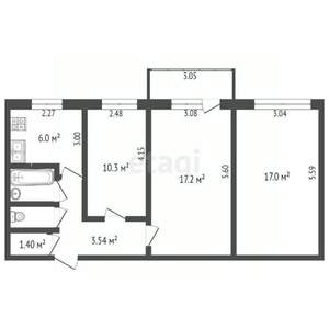 3-к квартира, вторичка, 60м2, 2/5 этаж