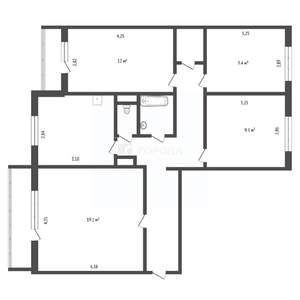 4-к квартира, вторичка, 78м2, 6/9 этаж