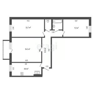 3-к квартира, вторичка, 62м2, 5/5 этаж