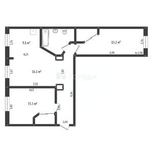 3-к квартира, вторичка, 77м2, 2/5 этаж