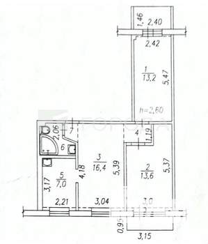 3-к квартира, вторичка, 57м2, 7/10 этаж