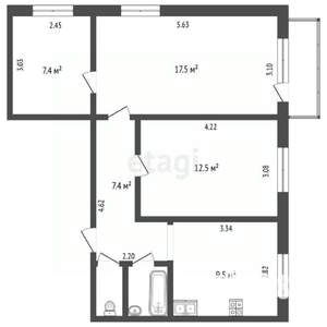 3-к квартира, вторичка, 57м2, 3/9 этаж