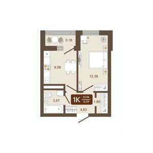 1-к квартира, вторичка, 33м2, 6/16 этаж