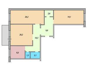 3-к квартира, вторичка, 94м2, 9/1 этаж