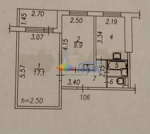 2-к квартира, вторичка, 43м2, 4/9 этаж
