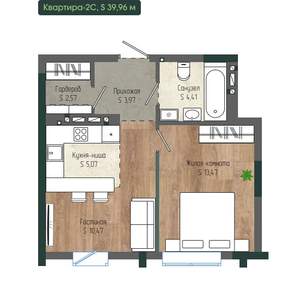 2-к квартира, вторичка, 40м2, 4/12 этаж