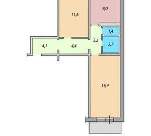 2-к квартира, вторичка, 52м2, 8/9 этаж