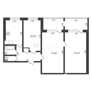 3-к квартира, вторичка, 61м2, 6/9 этаж
